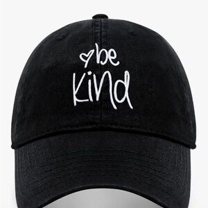 Be Kind Black Baseball Cap with White Embroidery